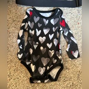 Little Sleepies Black and Red Heart Bodysuit